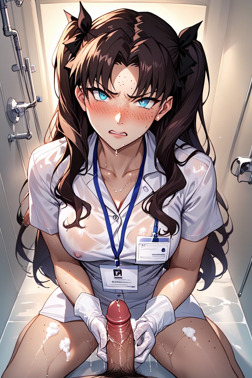 Open Clothes, Freckles, Open White Medical Coat Hentai AI Porn