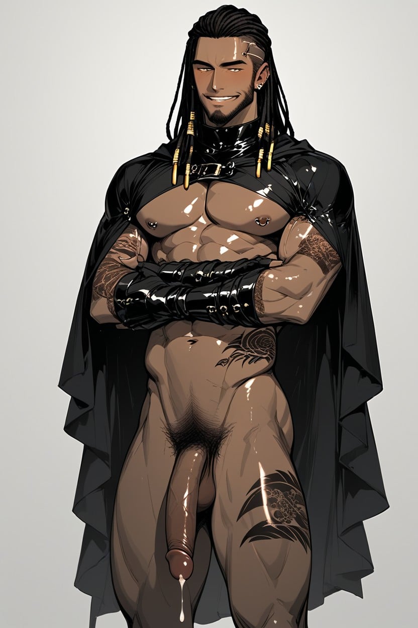 Dark Brown Skin, Flaccid Cock, Fantasy Setting AI Gay Porn