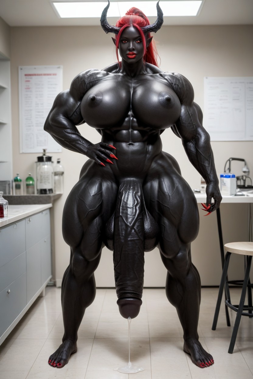 Gigantic, Gigantic Biceps, Hyper Black Cock Growth Shemale AI Porn
