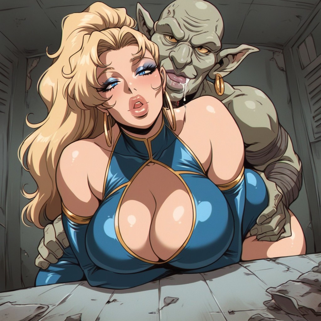 Aroused, Drool, Blonde Hair AI Porn