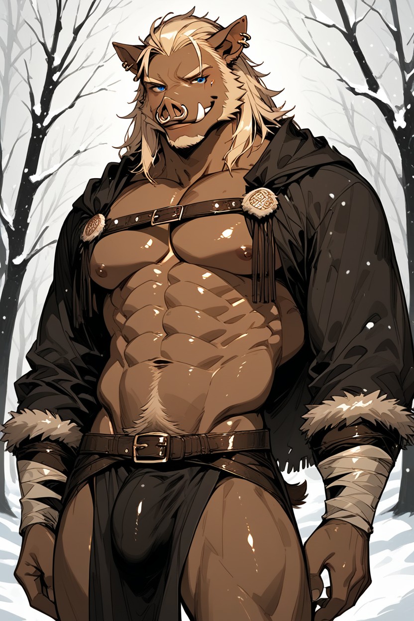 Boar, Snow, 18+ Furry AI Porn