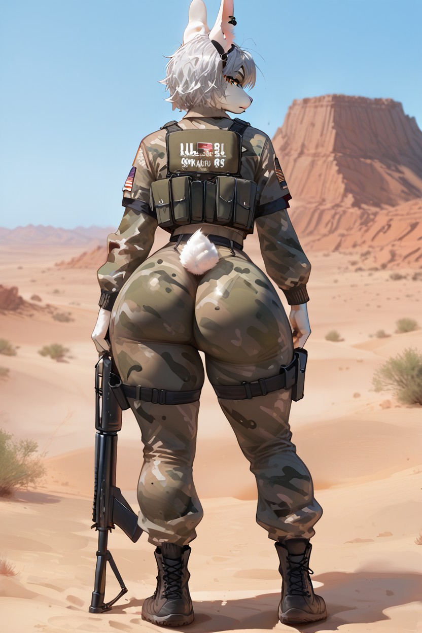 Ultra High Details, Chest Fluff, Pistol On Thigh Furry AI Porn