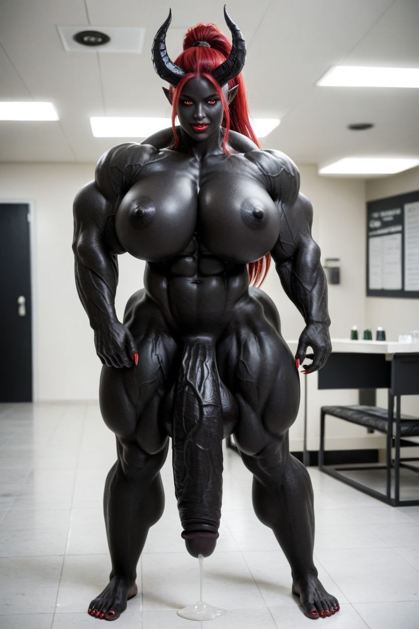 Devil, Red Lips, Red Hair Shemale AI Porn