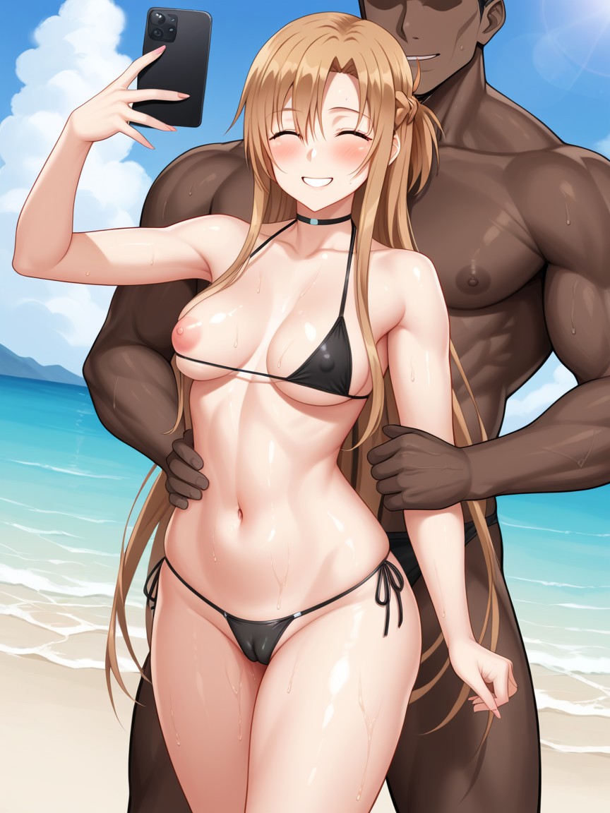 Beach, 25+, Black Bikini AI Porn
