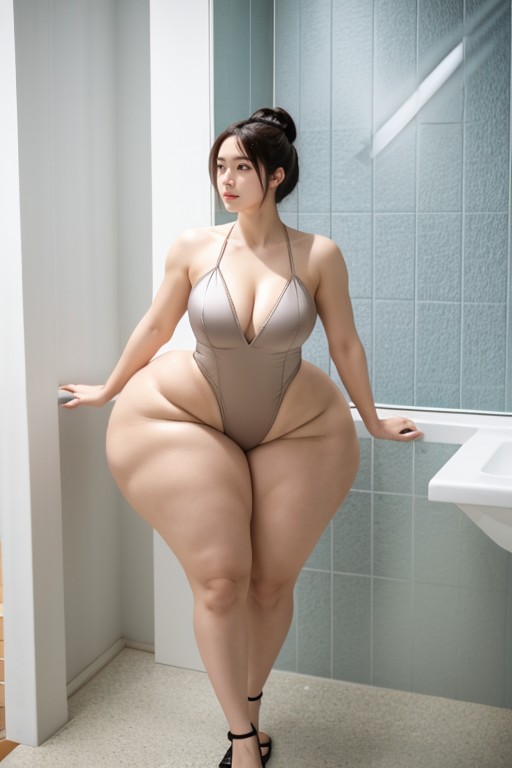 Fat Legs, Curvy Figure, Extremely Snacthed Waist AI Porn