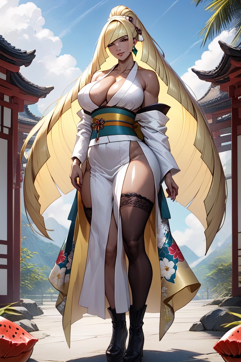 Obi, Behind, Floral Embroidery Hentai AI Porn
