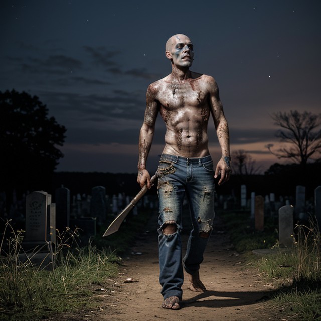 Tattered Clothes, Dragging One Leg Behind, Full Body View AI Porn