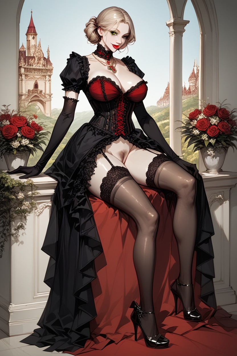 Lace Corset, Green Eyes, Very Sexy AI Porn