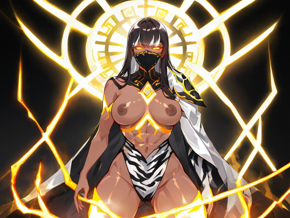 Silver Arcane Lightning Bloom, Soft Neon Silver Light On Body, Glowing Neon Silver Masquerade Mask As Primary Light Source Hentai AI Porn