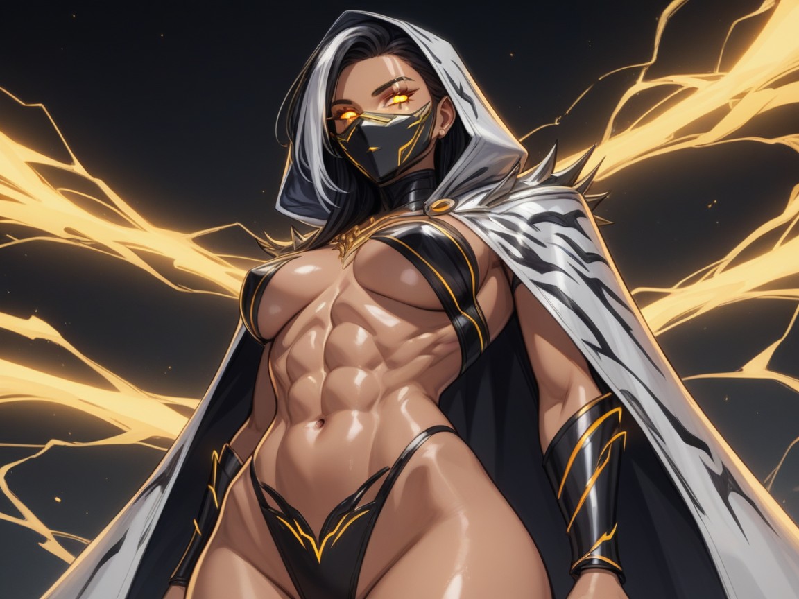 Bobcut, 1 Person, Neon Silver Silhouette Latina AI Porn