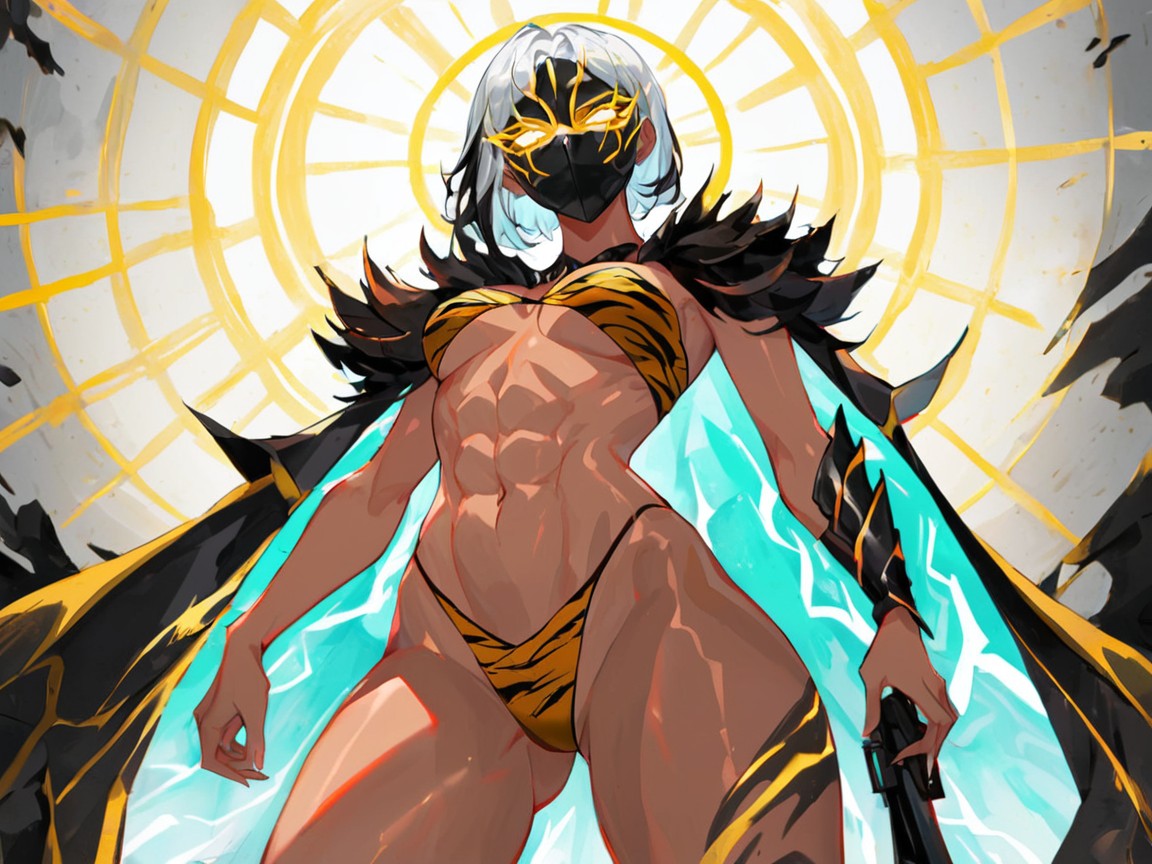Dark Background, Big Dark Areolae, Bobcut Hentai AI Porn