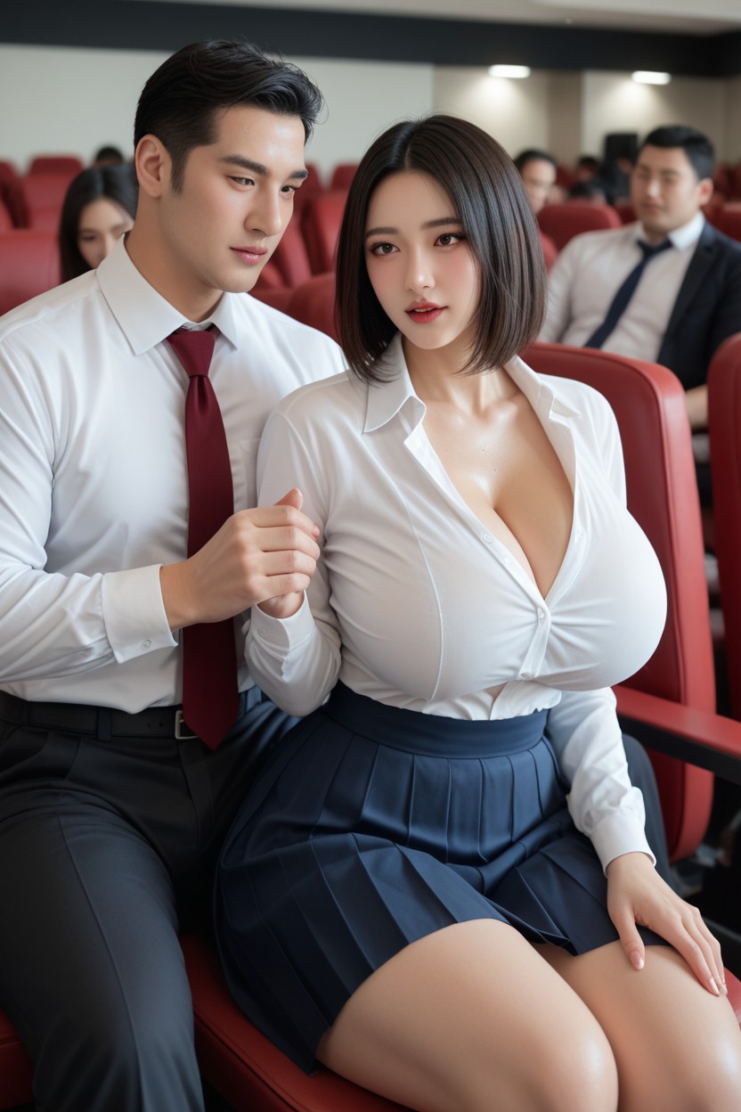 Japanese Massive Muscle Man, Embarrassed , Bobcut Asian AI Porn