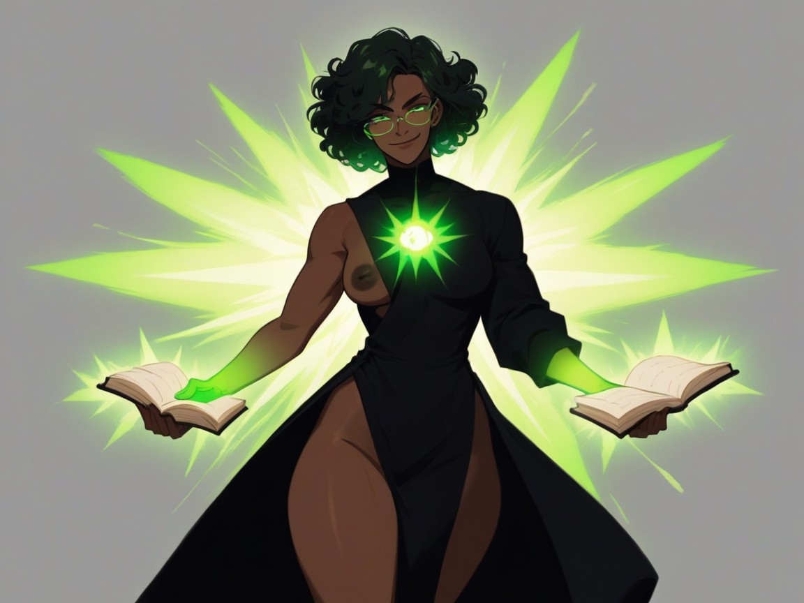 Squared Abdomen, Green Arcane Background, Squared Ass AI Porn
