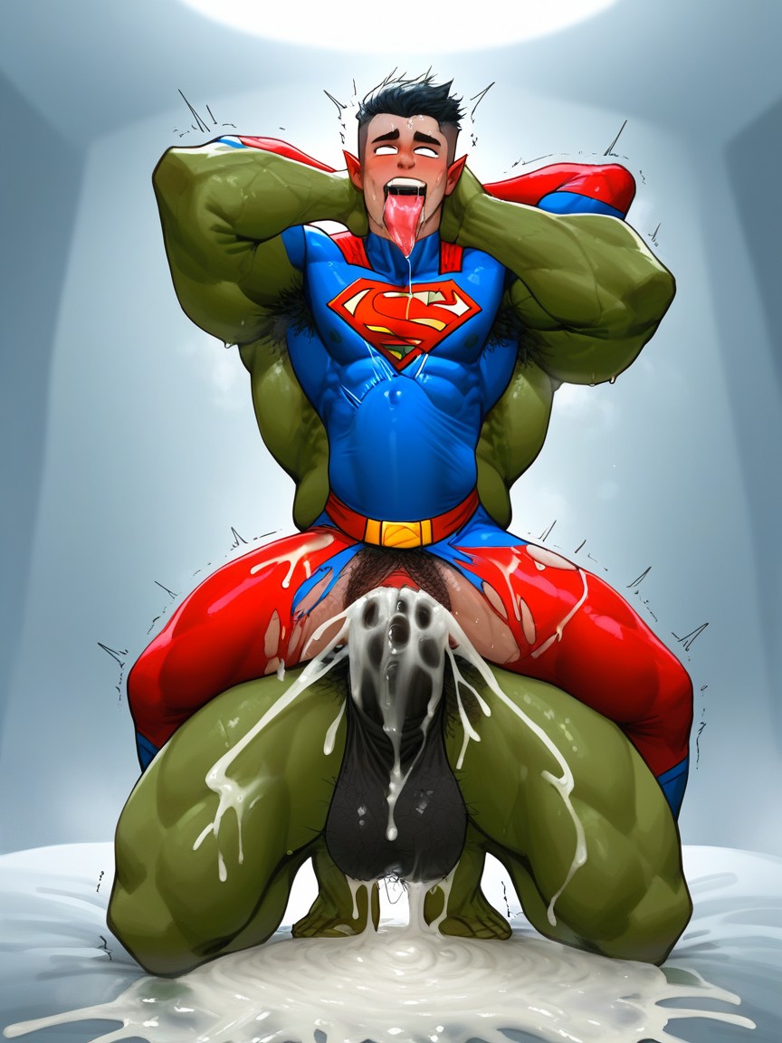 Bottom View, Green Skin, Ripped Cloth AI Gay Porn