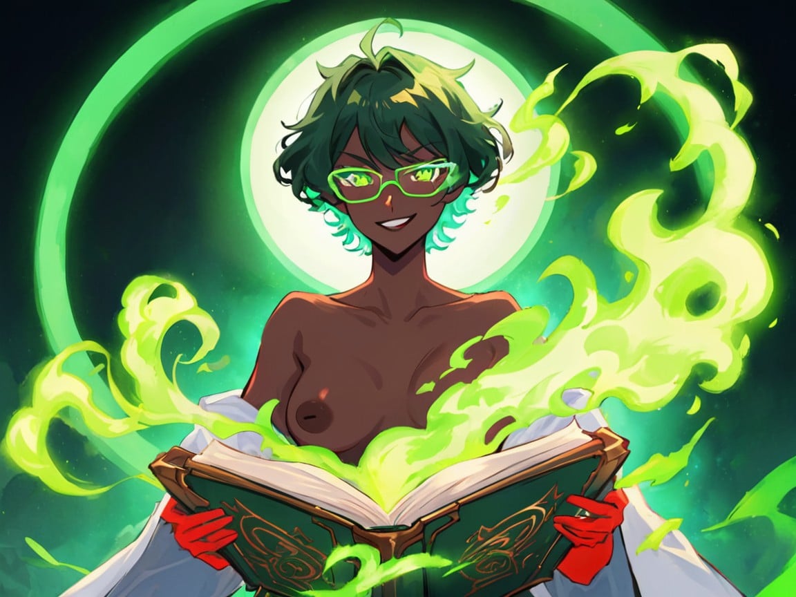 Dark Ebony Skin, Inverted Dark Nipples, Squared Chest Width Hentai AI Porn
