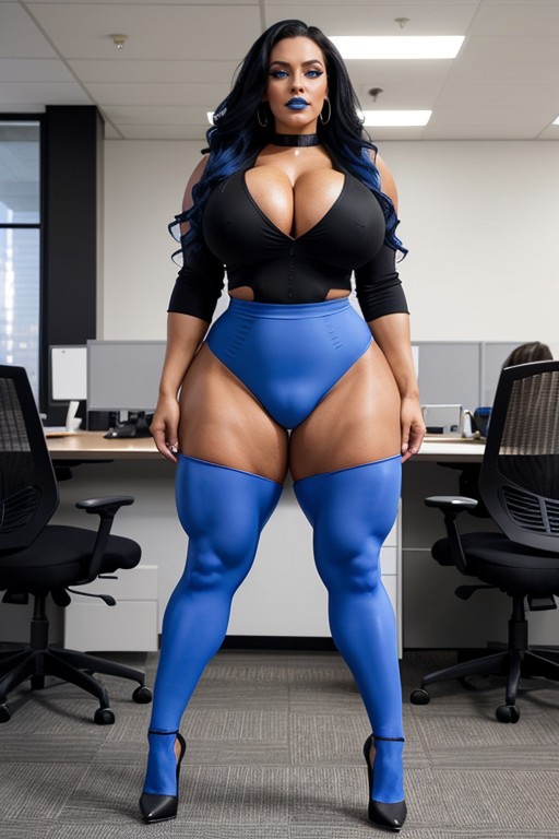 Hyper Gigantic Muscles, Office, Giant Steroid Legs AI Porn