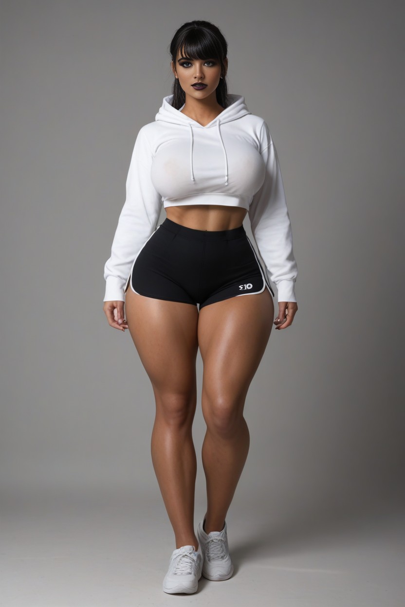 Long Thick Legs And Thighs, Pretty Face, Black Lipstick AI Porn