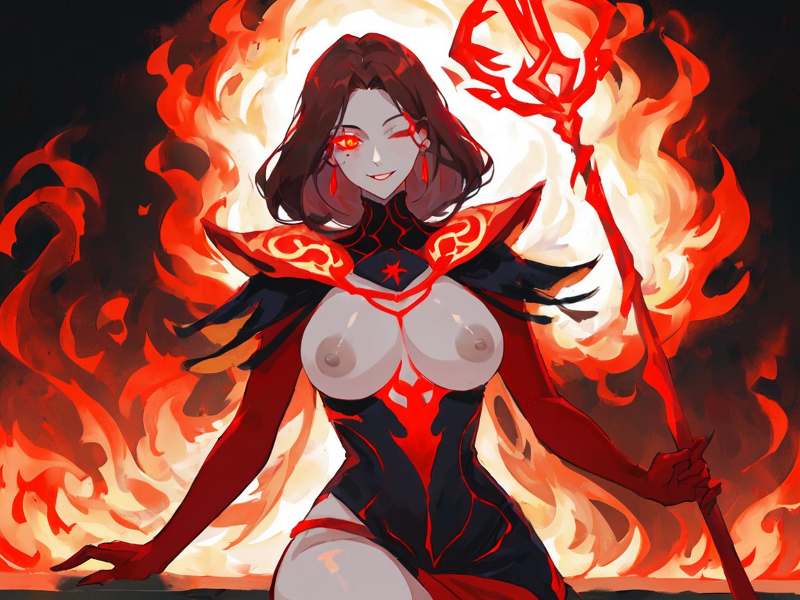 Staff Ultra Detailed, Red Light Bloom, Laying Legs Spread Hentai AI Porn