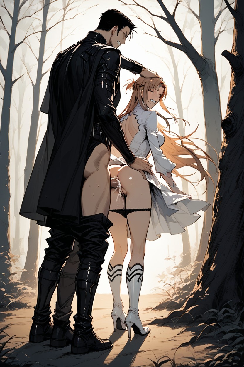 White Heels Boots, Forest, Wind Hentai AI Porn
