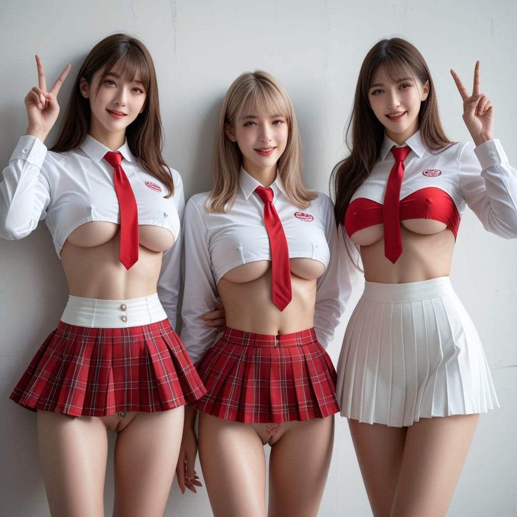 Medium Hair, Pussy Exposed, Double V Asian AI Porn
