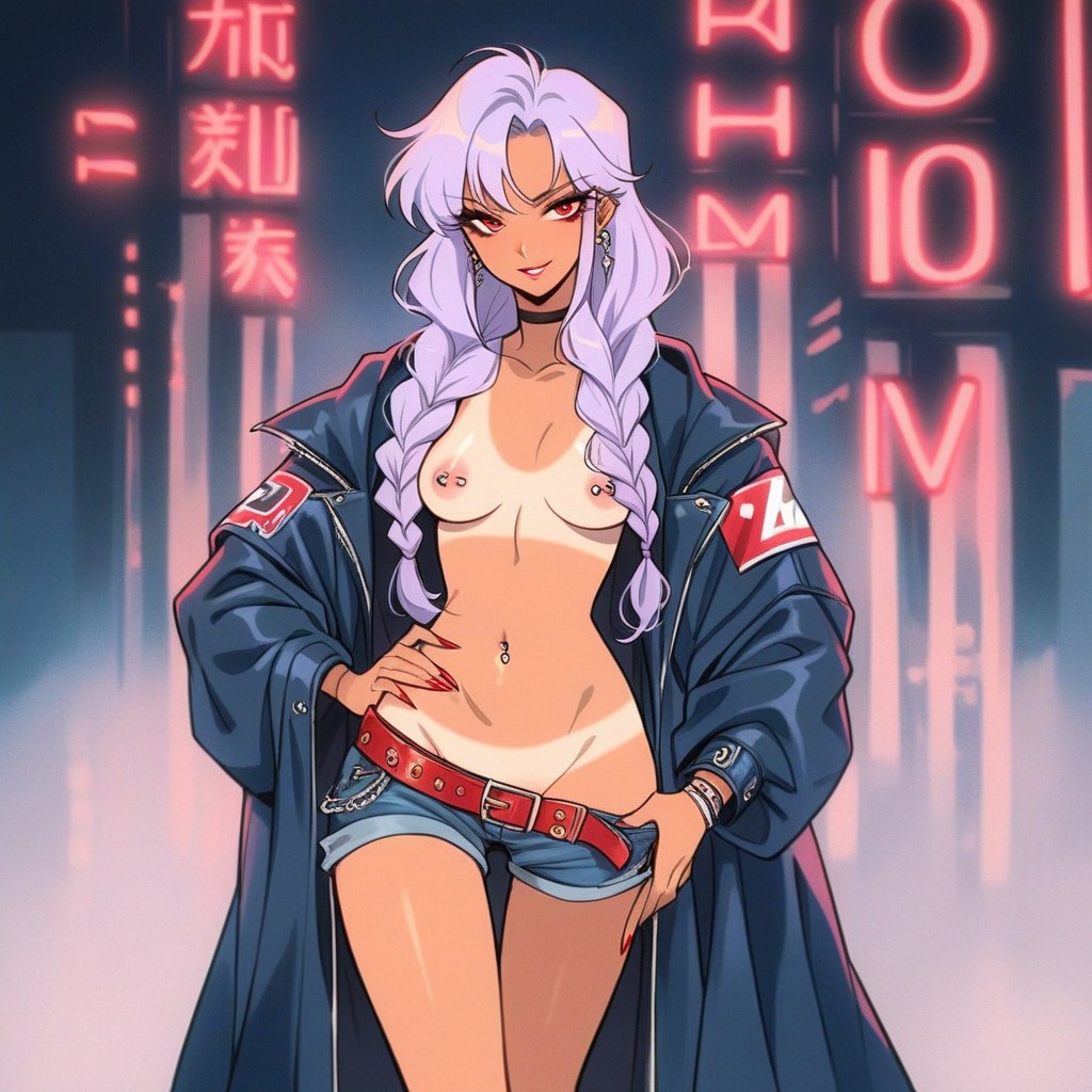 Vibrant Colors, Bikini Tanlines, Neon Signs Hentai AI Porn