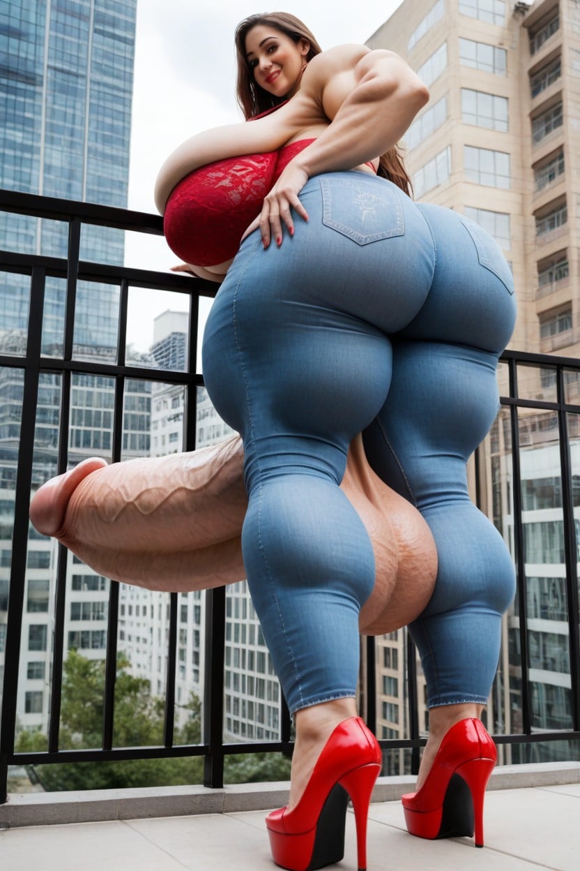View Down Cleavage, Gigantic Breasts, Full Body Shemale AI Porn