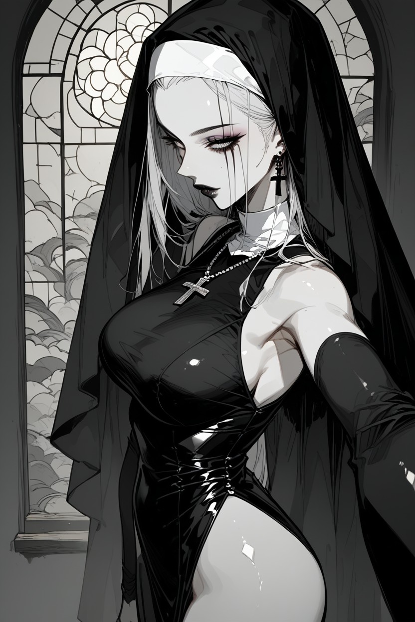 Side View, Dark Makeup, Large Breast Hentai AI Porn