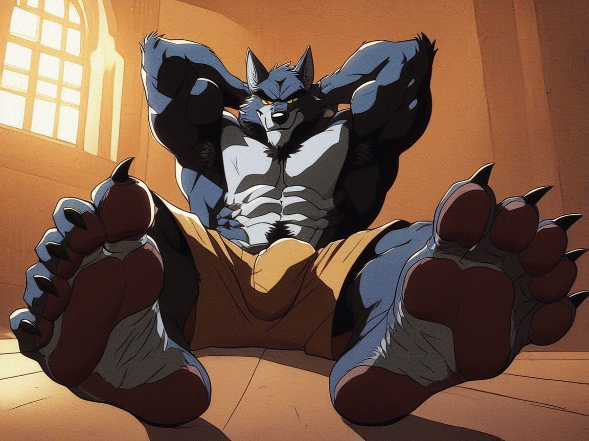 Of A Furry Werewolf, His Paws Are Large And Manly, 25+ AI Gay Porn