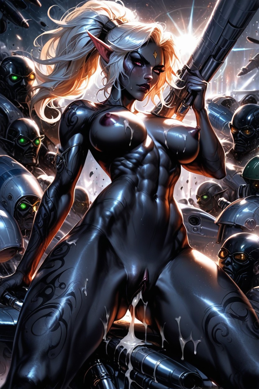 Obsidian Black Skin Woman, Add Detail, Long Nipples Hentai AI Porn
