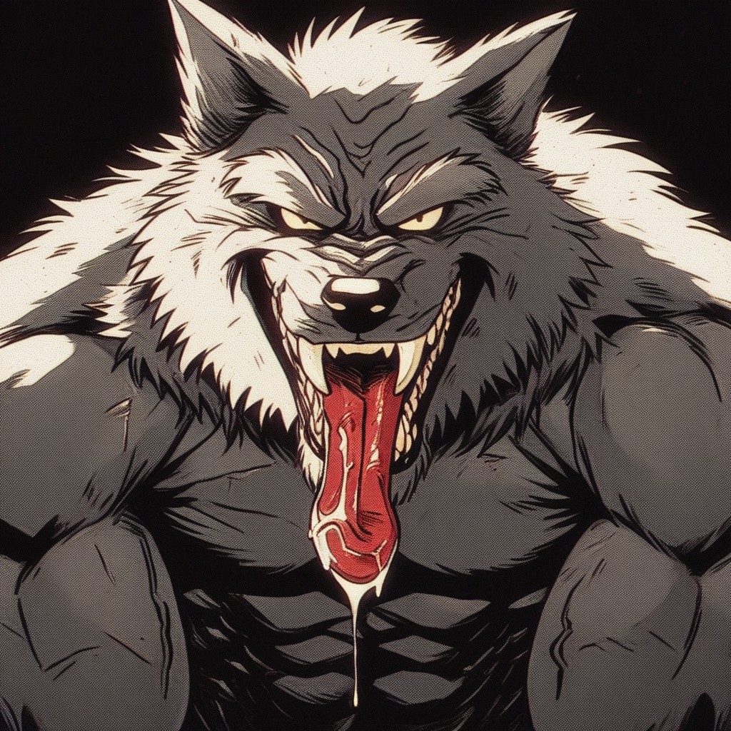 A Closeup Of His Rugged Face, Manly, Werewolf AI Gay Porn