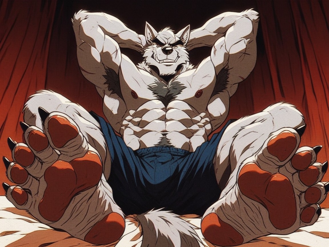 Paw Soles, The Paw Soles Fill The Image, The Has A Smirk On His Face Porno gay IA