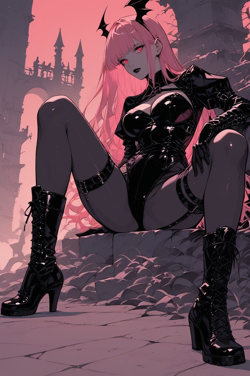 Side View, Black Armored Bodysuit, 25+ Hentai AI Porn