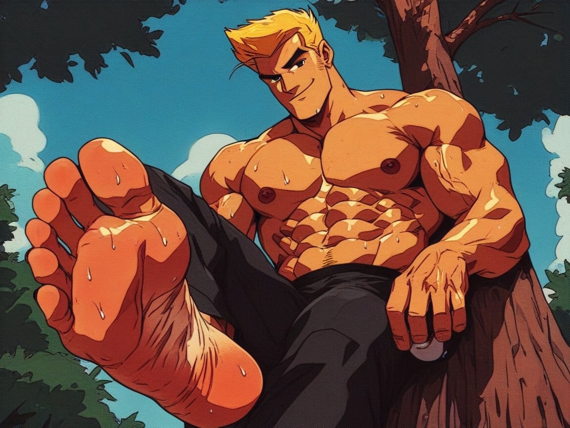 Soles, Who Is A Muscular, Bottom Up AI Gay Porn