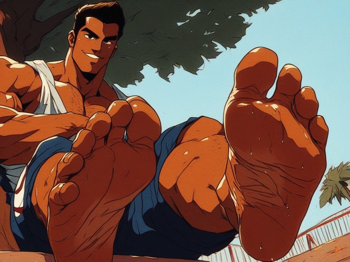 College Athlete, Feet, Muscular AI Gay Porn