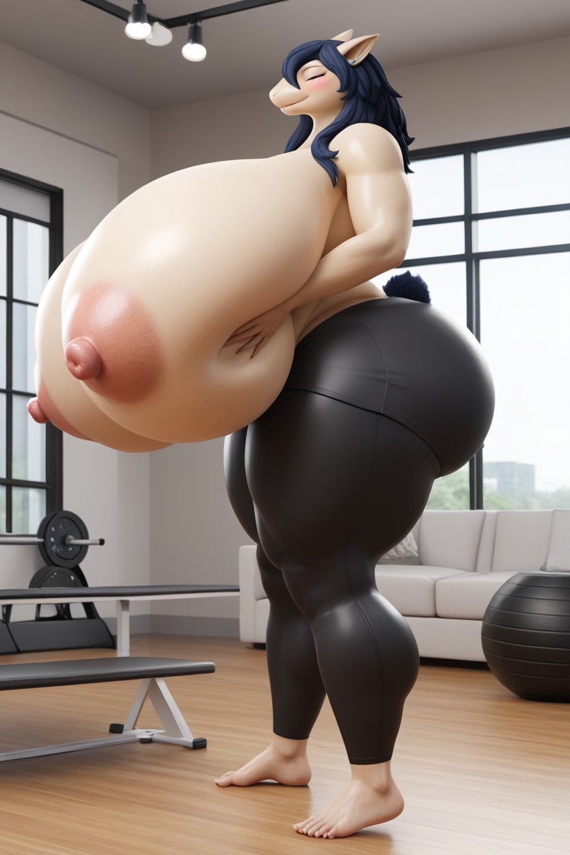 Hyper Breasts, 전신, Very Fluffy Wool 퍼리 AI 포르노