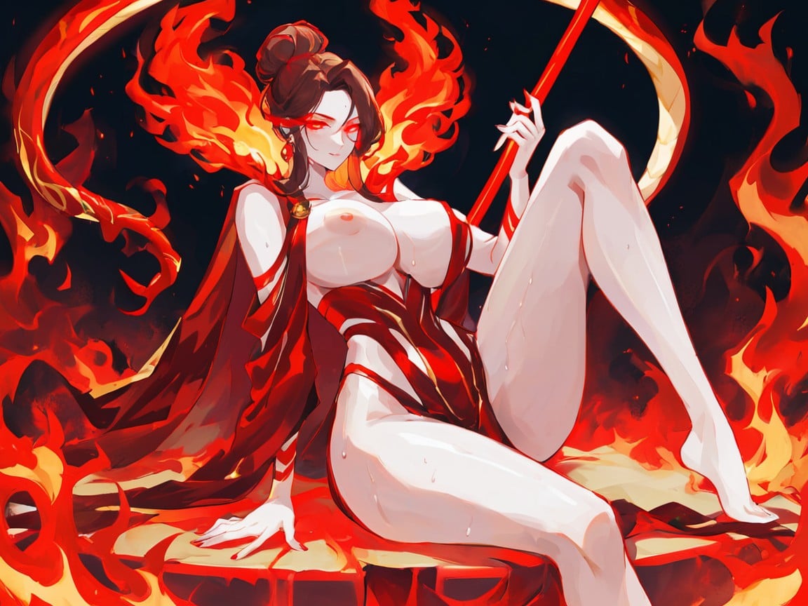 Wing Tip Eyeliner, Red Light Bloom, Long Breast Width Hentai AI Porn