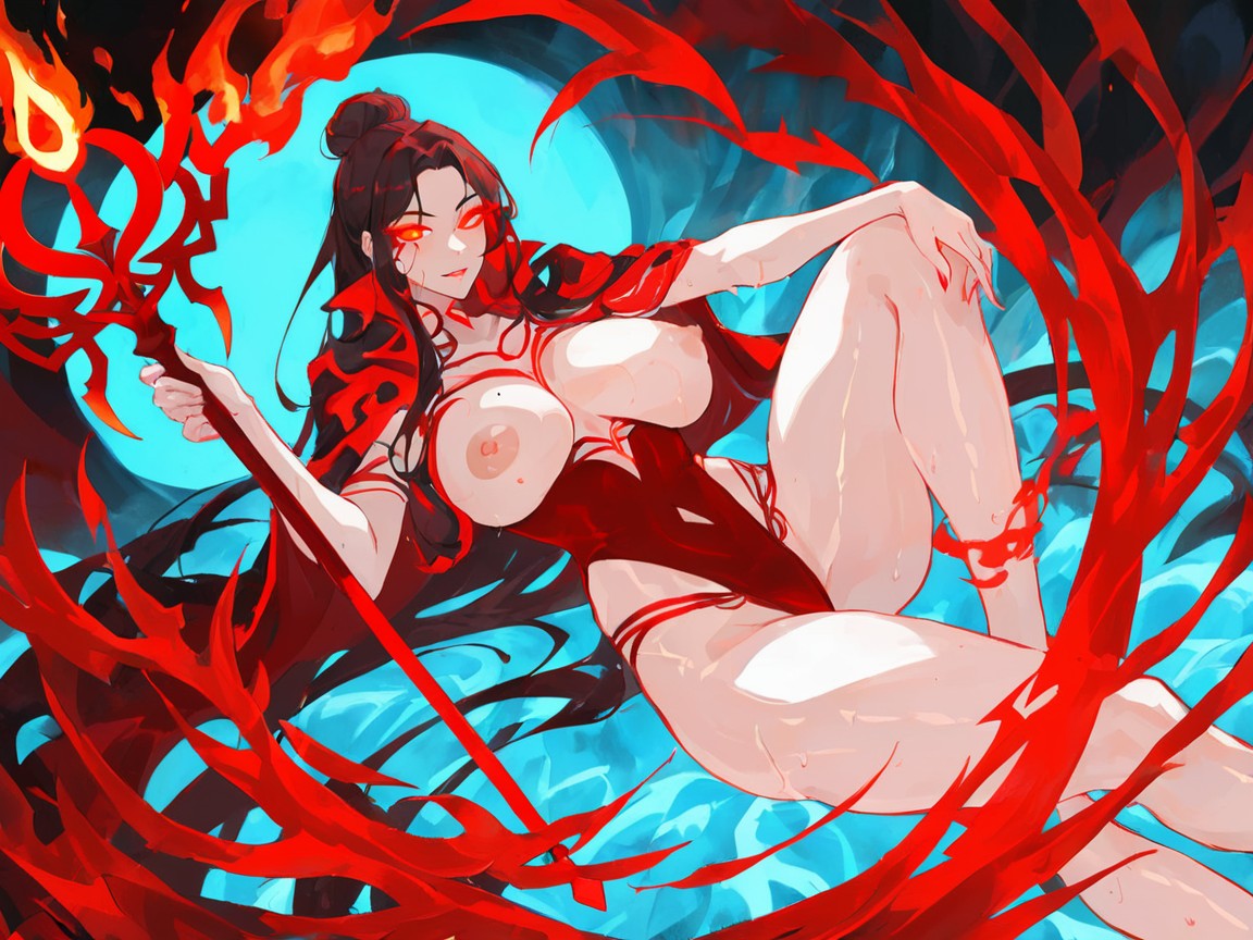 Glowing Eyes, 1 Person, Red Eyes Hentai AI Porn
