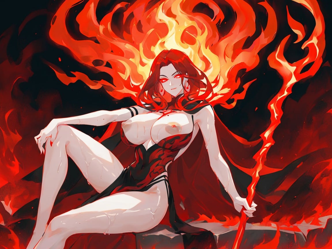 Wide Long Shoulders, Beauty Mark, Upturned Breasts Hentai AI Porn