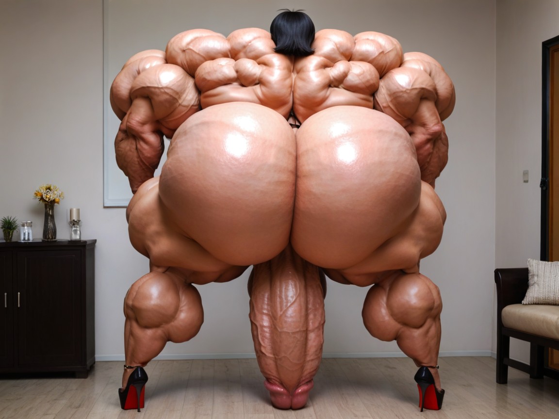 Erect Nipples, Hyper Massive Muscles, Long Legs Shemale AI Porn