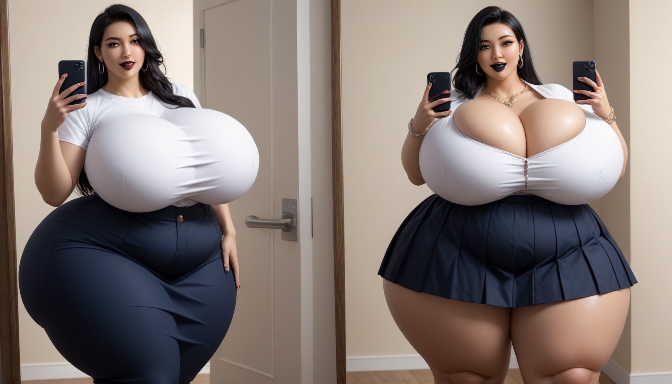 Thick Thighs, Mega Engorged So Much More Hyper Fatter Engorged Hyper Mega Breasts And Fat Ass, Multiple Views BBW AI Porn
