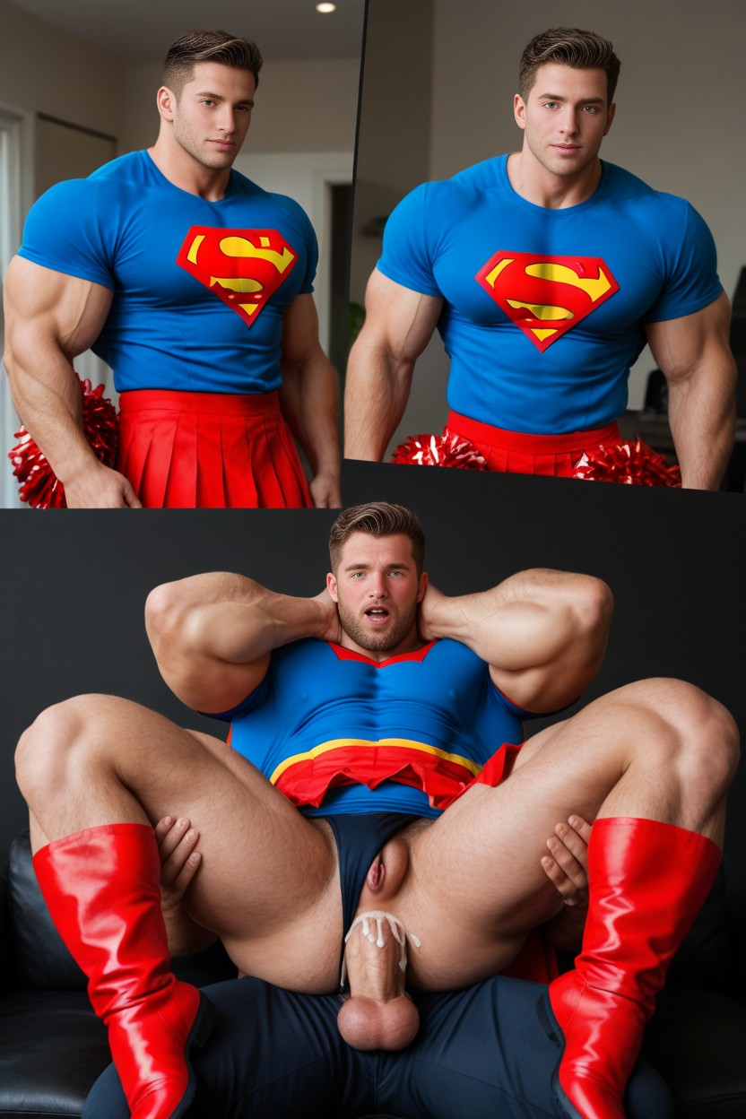 Blue Lace Thong, As A Man Massive Muscles, Huge AI Gay Porn
