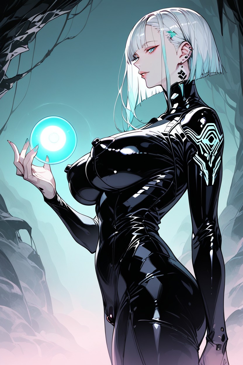 Glowing Pink Eyes, Cyan Mist Drifting Through Air, Cracked Shell With Swirling Energy Inside Hentai AI Porn