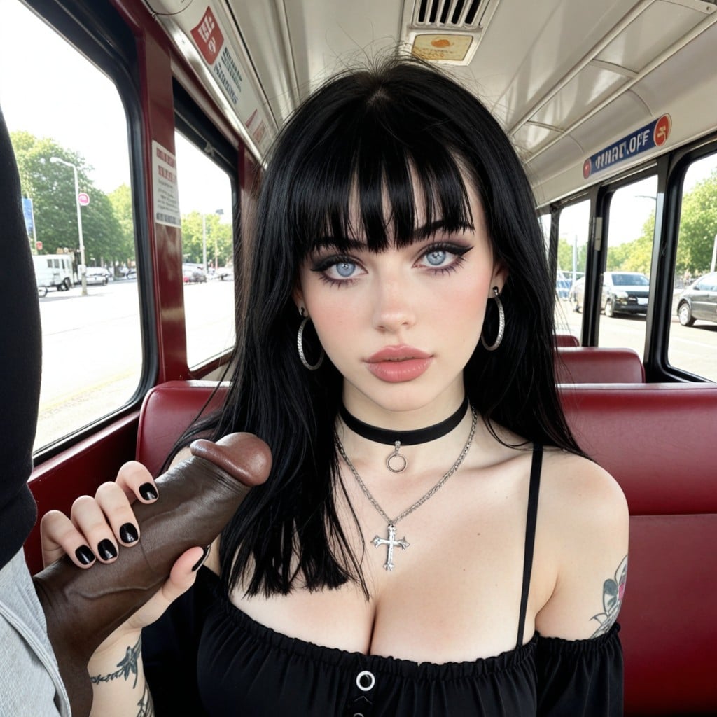 Cock Bigger Than Head, Bangs Hair, Interracial AI Porn