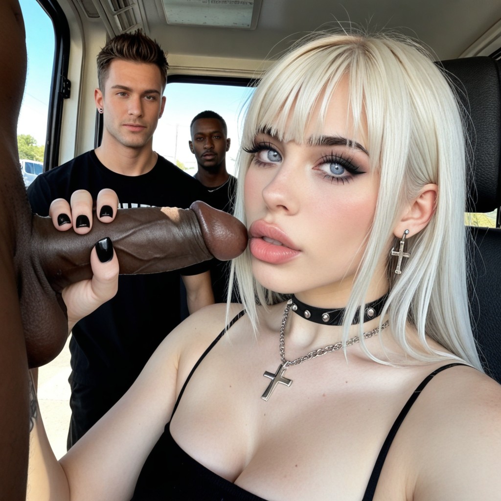 German Woman, Full-face Blush, Bus Stop AI Porn