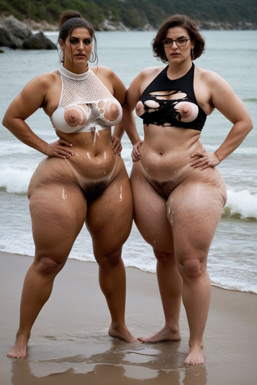 Aged Face, Tan Lines, Puddle Of Semen Everywhere AI Porn