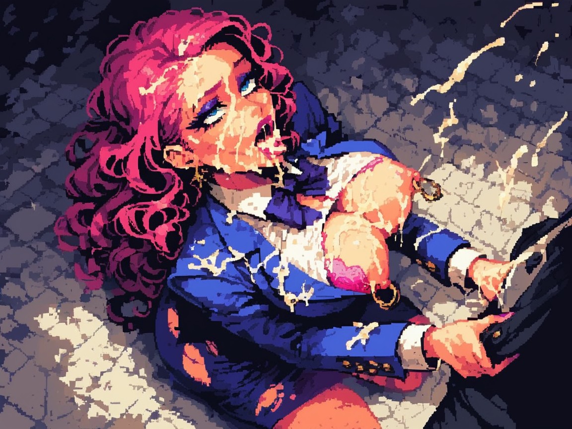 Purple Eyeliner, Purple Lip Gloss, Long Eyelashes AI Porn