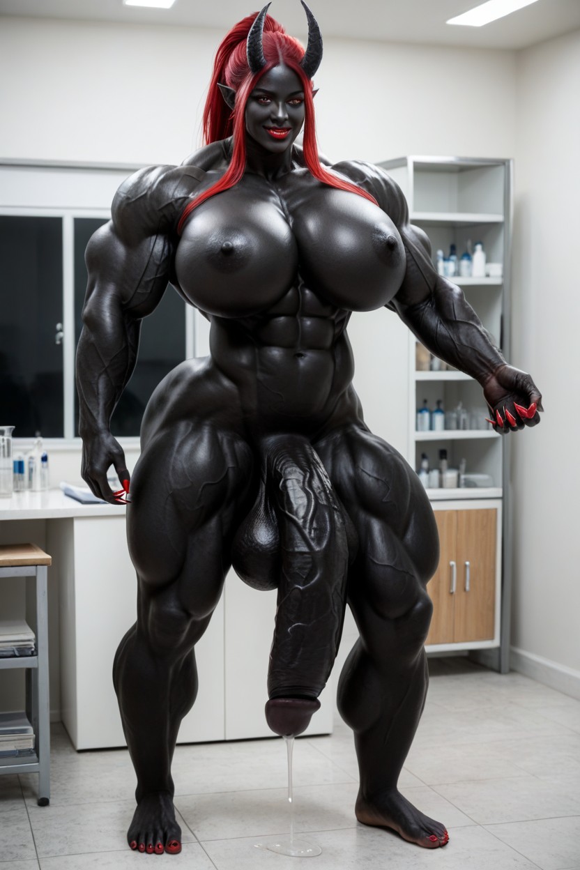 Cosplay, Exaggerated Big Butt, Futanari Penis Dripping Pre Cum Shemale AI Porn