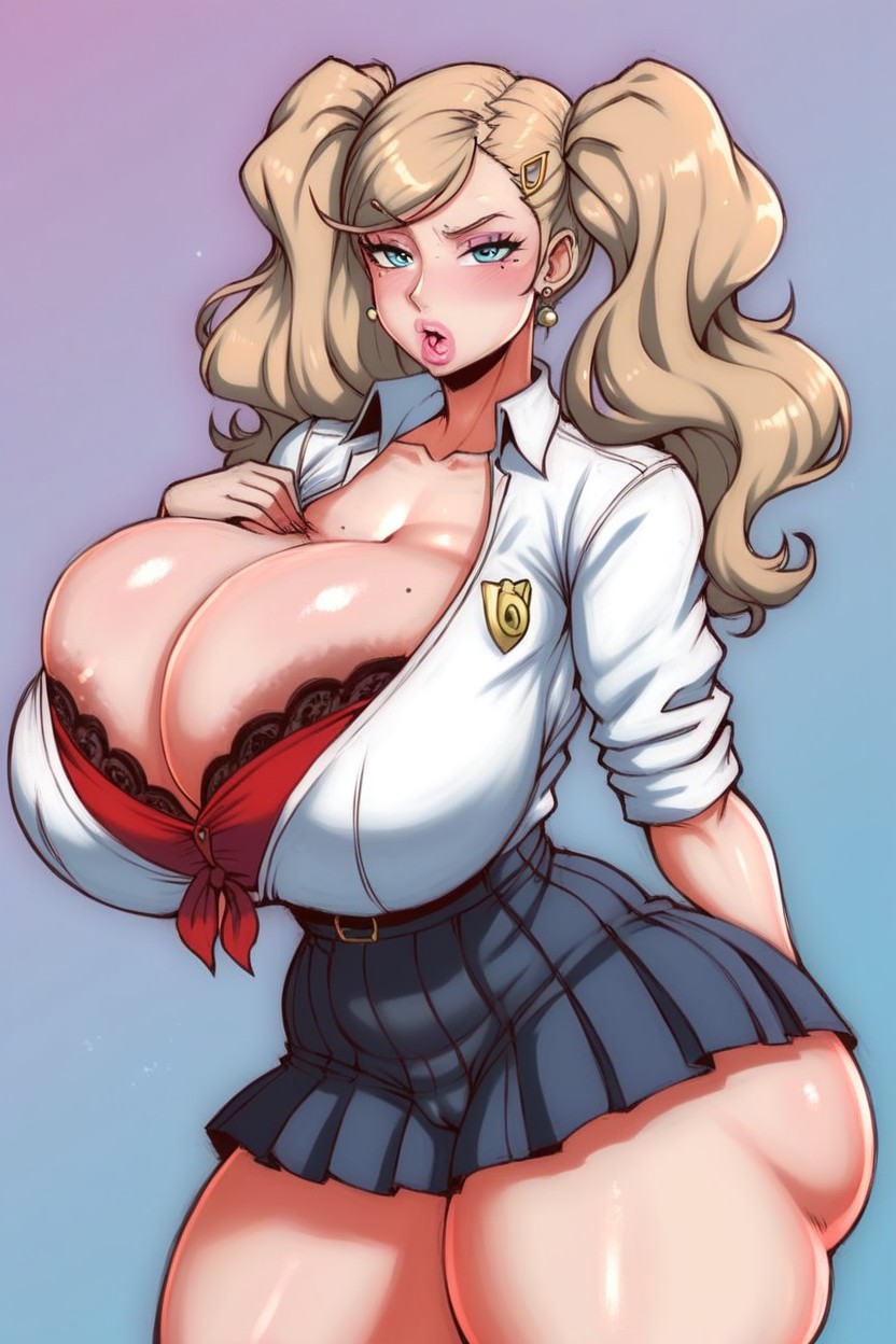 Twintails, Black Pleated Skirt, Bubble Butt AI Porn