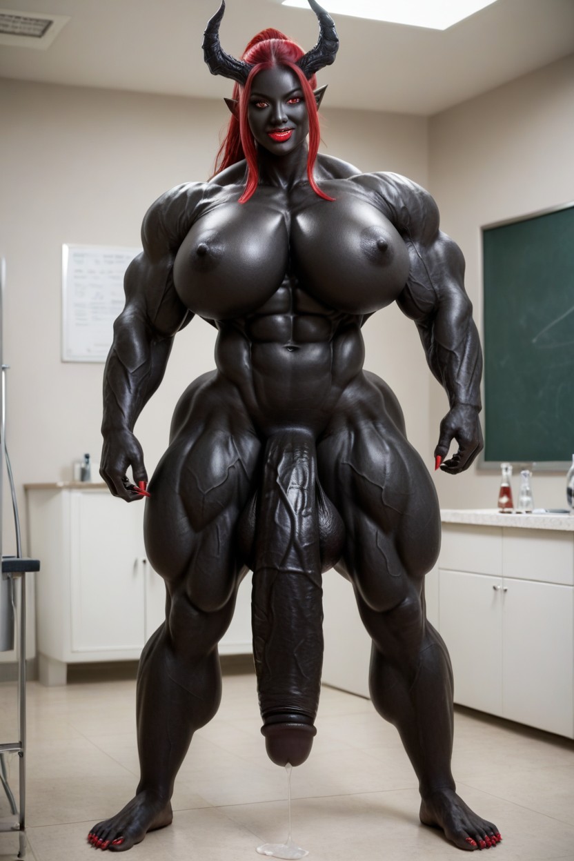 Exaggerated Big Butt, Red Eyes, Big Claws Shemale AI Porn