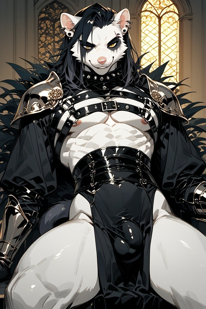 Armor, White Ferret, Goth Furry AI Porn